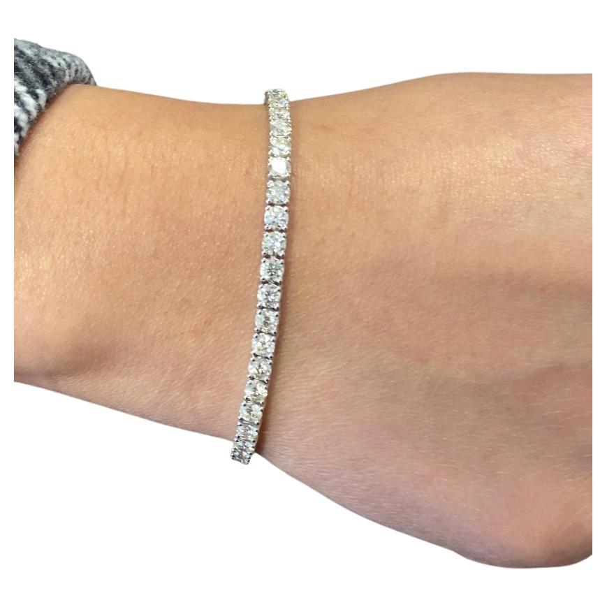 5 Karat Diamant-Tennisarmband, natürliches rundes Diamantarmband im Zustand „Neu“ im Angebot in Los Angeles, CA