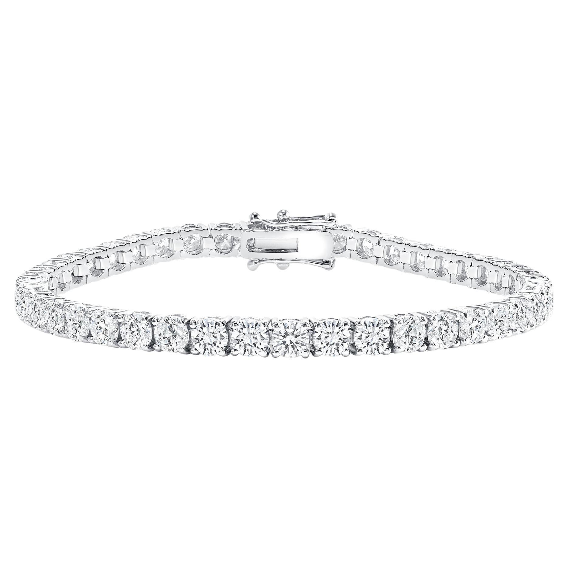 Pulsera de tenis de diamantes de 5 quilates, pulsera de diamantes redondos naturales en venta