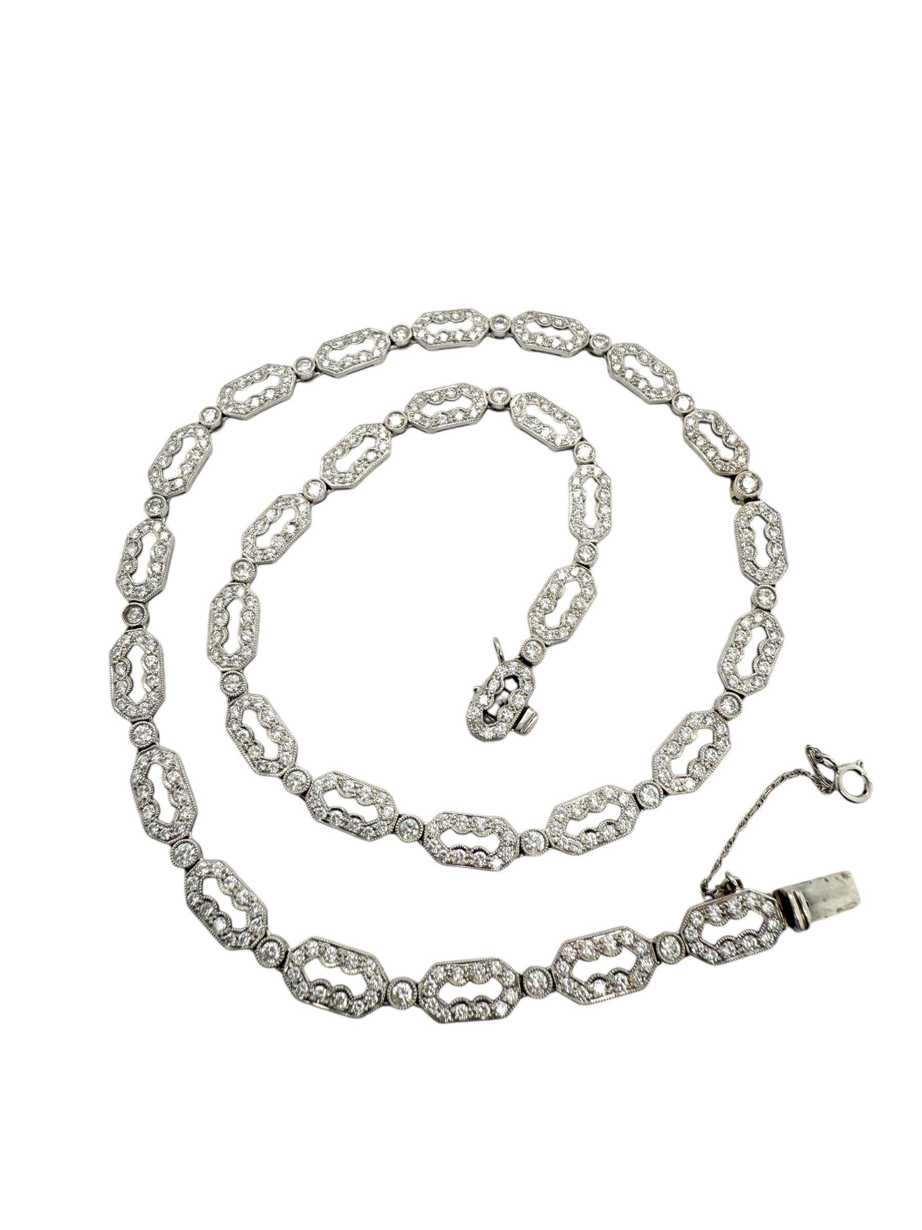 5 Carat Diamond Tennis Necklace 18K White Gold In Good Condition In Montgomery, AL