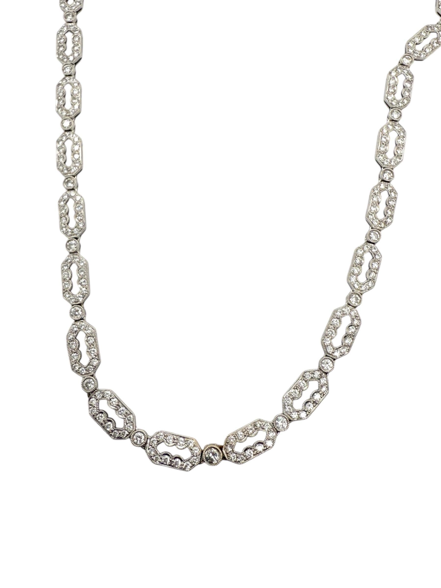 Women's 5 Carat Diamond Tennis Necklace 18K White Gold