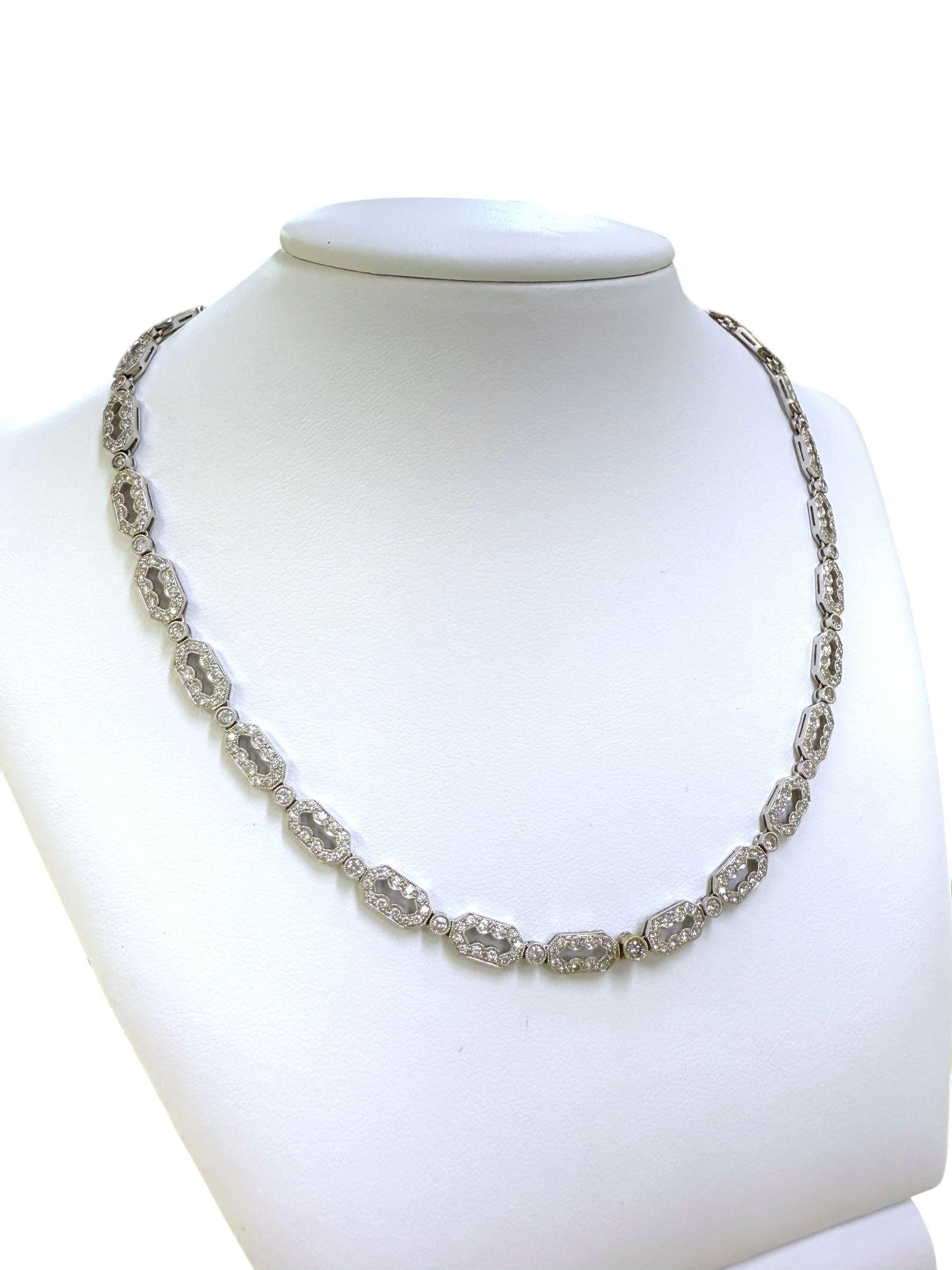 5 Carat Diamond Tennis Necklace 18K White Gold 1