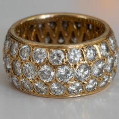 5 Carat Diamond Three-Row Yellow Gold Dome Ring