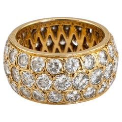 5 Carat Diamond Three-Row Yellow Gold Dome Ring