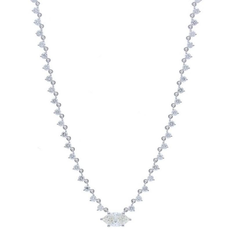 Round Diamonds: One hundred six meticulously selected round diamonds grace this necklace, each securely set in a classic prong setting. The total carat weight of 4.22 carats ensures a captivating and enduring display of brilliance.

Yellow Cushion