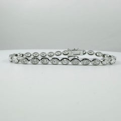 5 Carat East-West, Bezel Set, Oval Diamond Tennis Bracelet, 14K White Gold