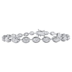 5 Carat East-West, Bezel Set, Oval Diamond Tennis Bracelet, 14K White Gold
