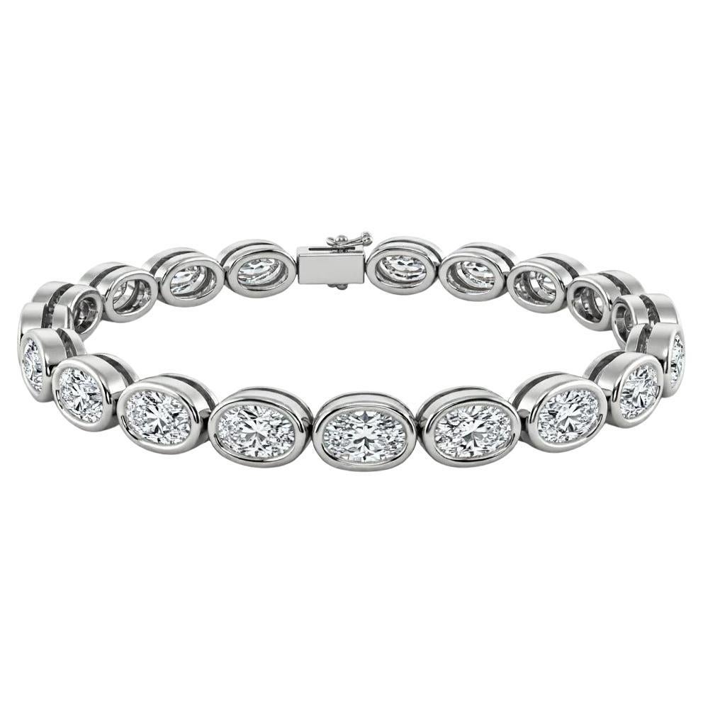 Pulsera de tenis con diamantes ovalados Este-Oeste de 5 quilates en oro blanco de 14 quilates