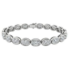 5 Carat East-West, Bezel Set, Oval Diamond Tennis Bracelet in 14K White Gold