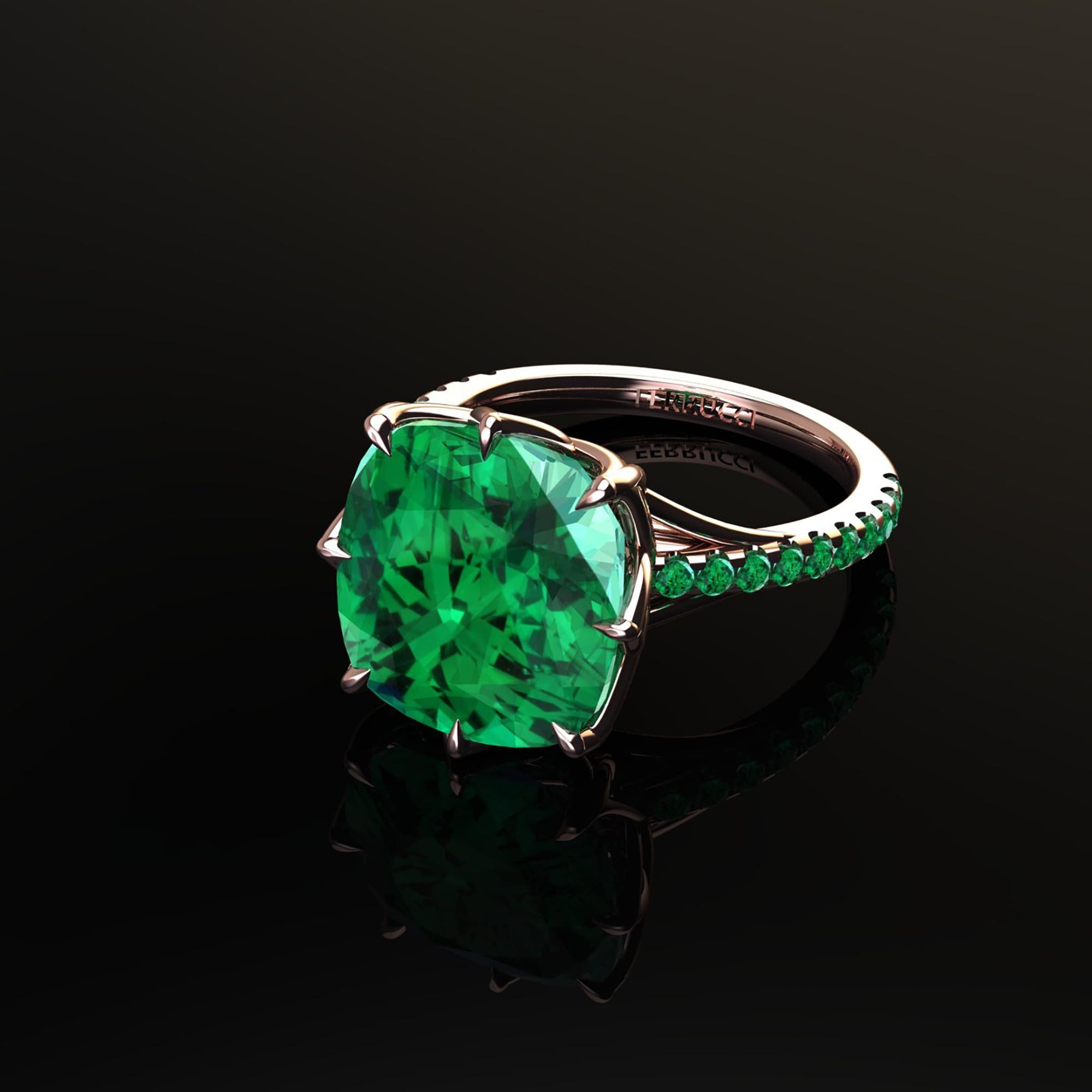 5 Carat Electric Green Tourmaline 18 Karat Rose Gold Ring In New Condition In New York, NY