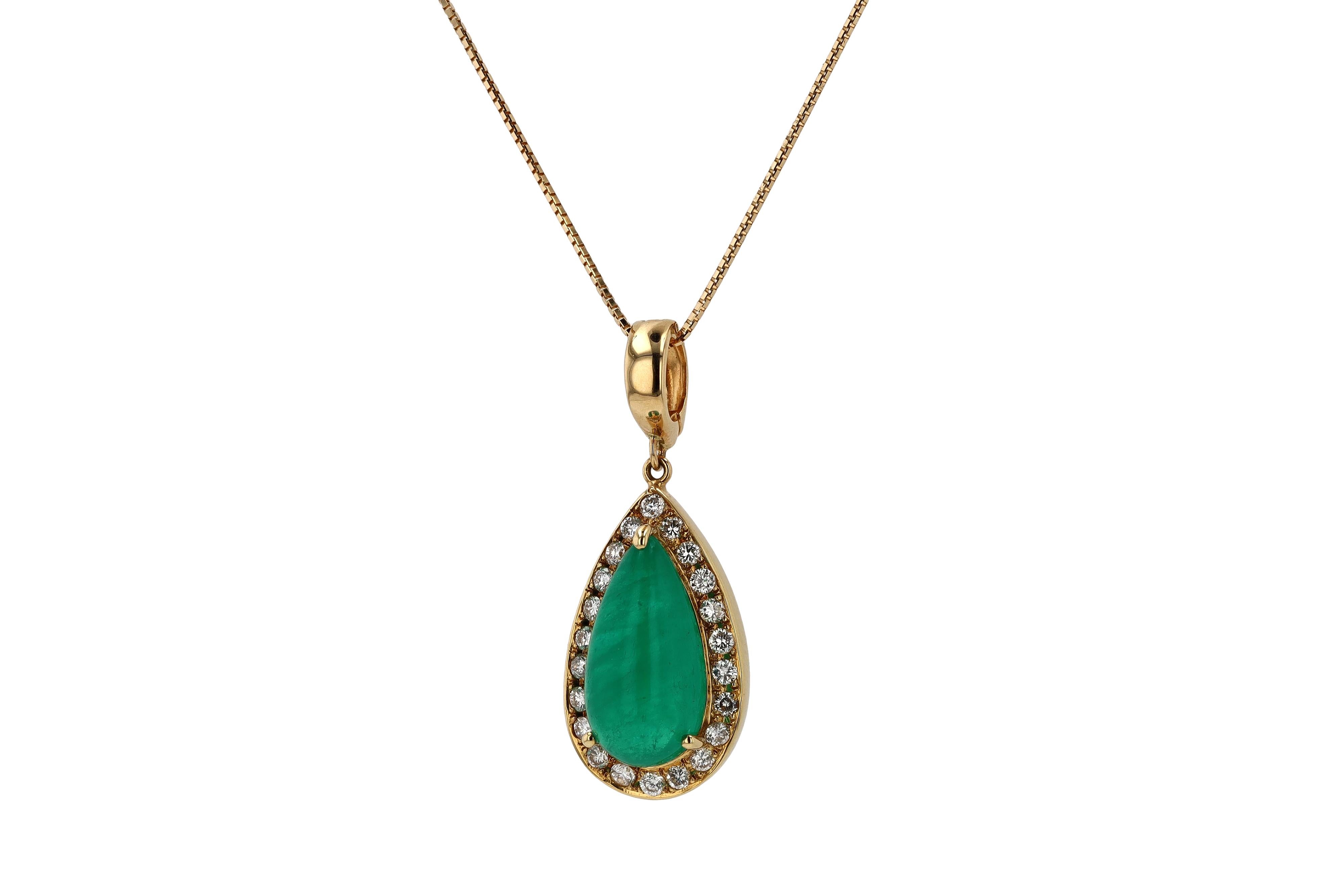 Pear Cut 5 Carat Emerald and Diamond Enhancer Necklace For Sale