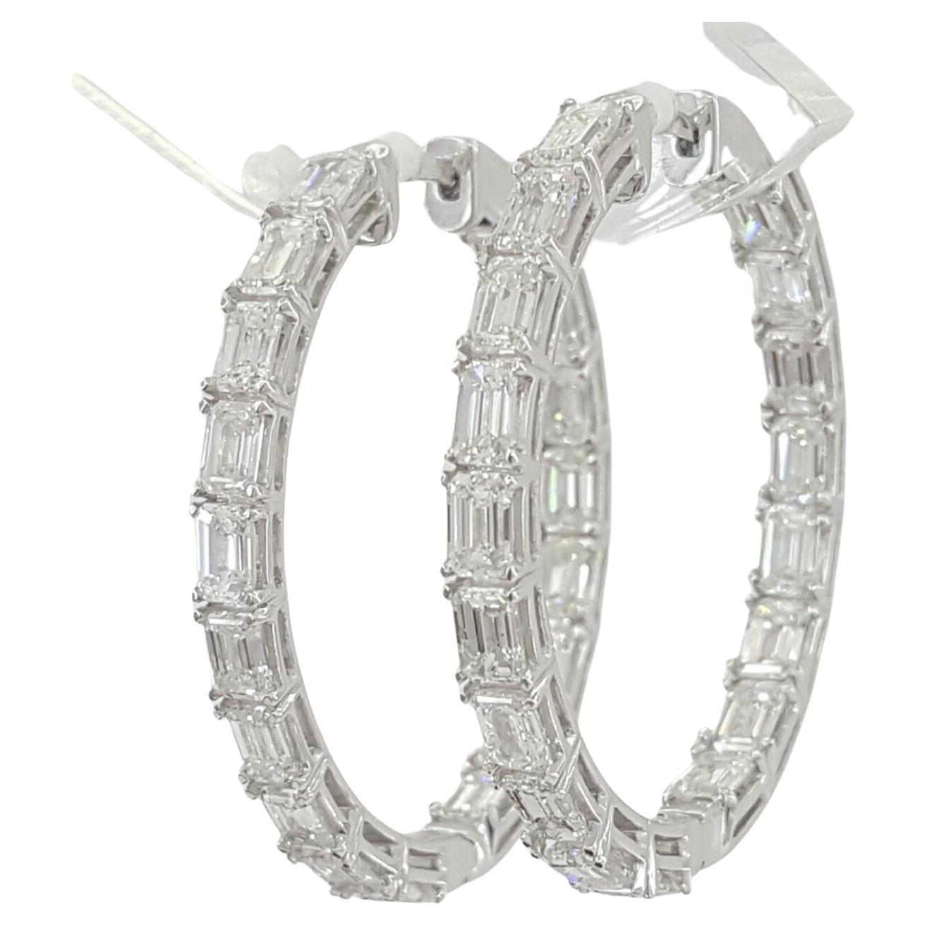 Moderne Boucles d'oreilles en diamant taillé en émeraude de 5 carats  en vente