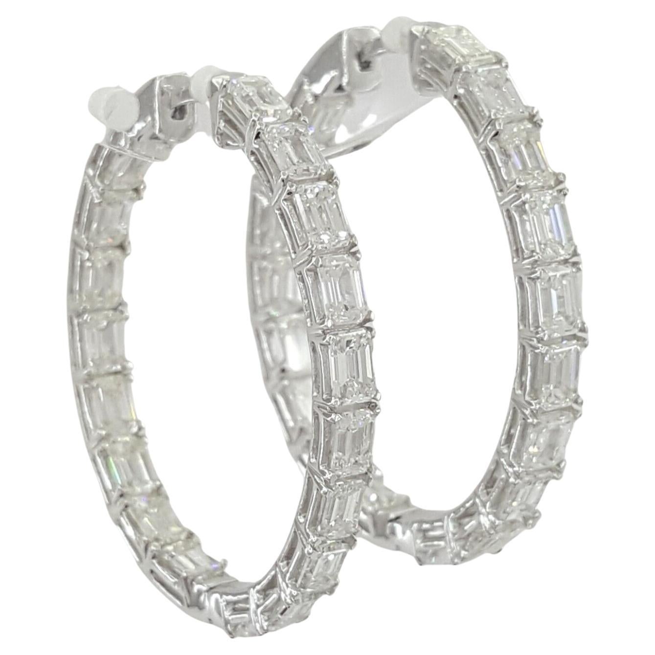 5 Karat Diamant-Ohrringe mit Smaragdschliff  für Damen oder Herren im Angebot