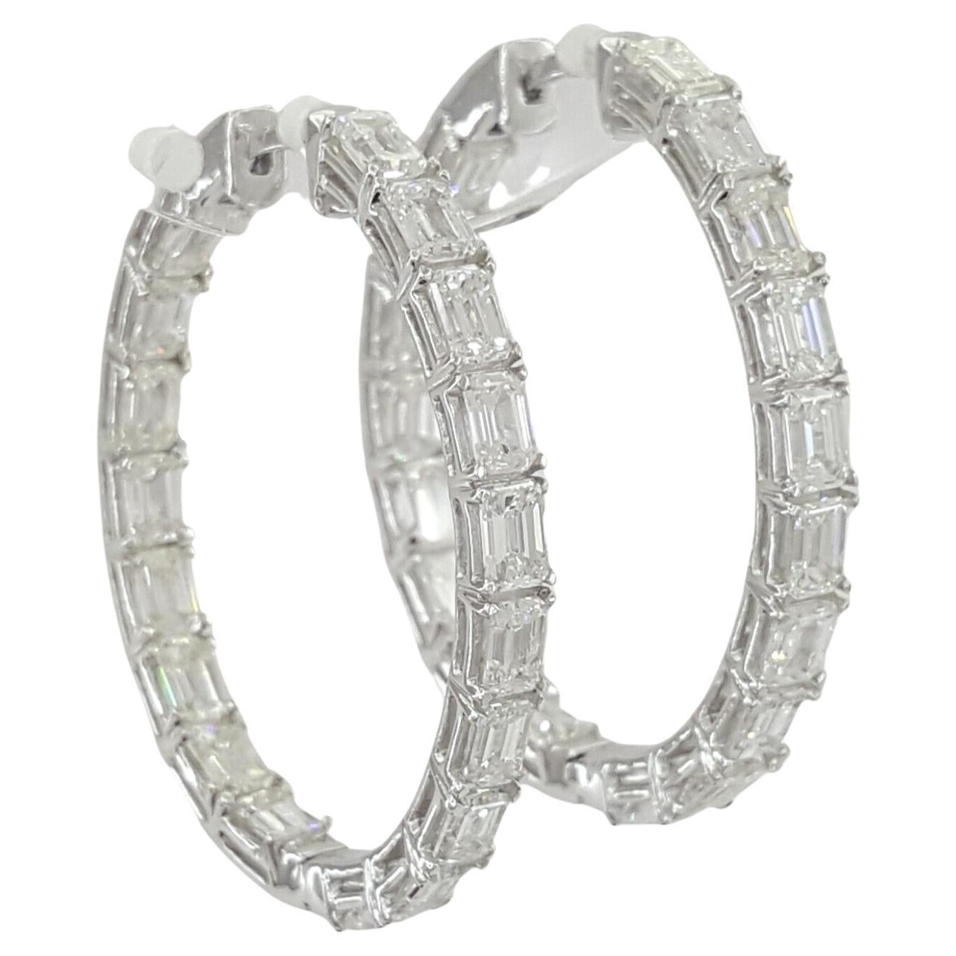 Boucles d'oreilles en diamant taillé en émeraude de 5 carats Unisexe en vente