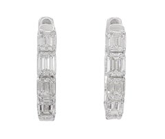 5 Carat Emerald Cut Diamond Earrings Set in White Gold