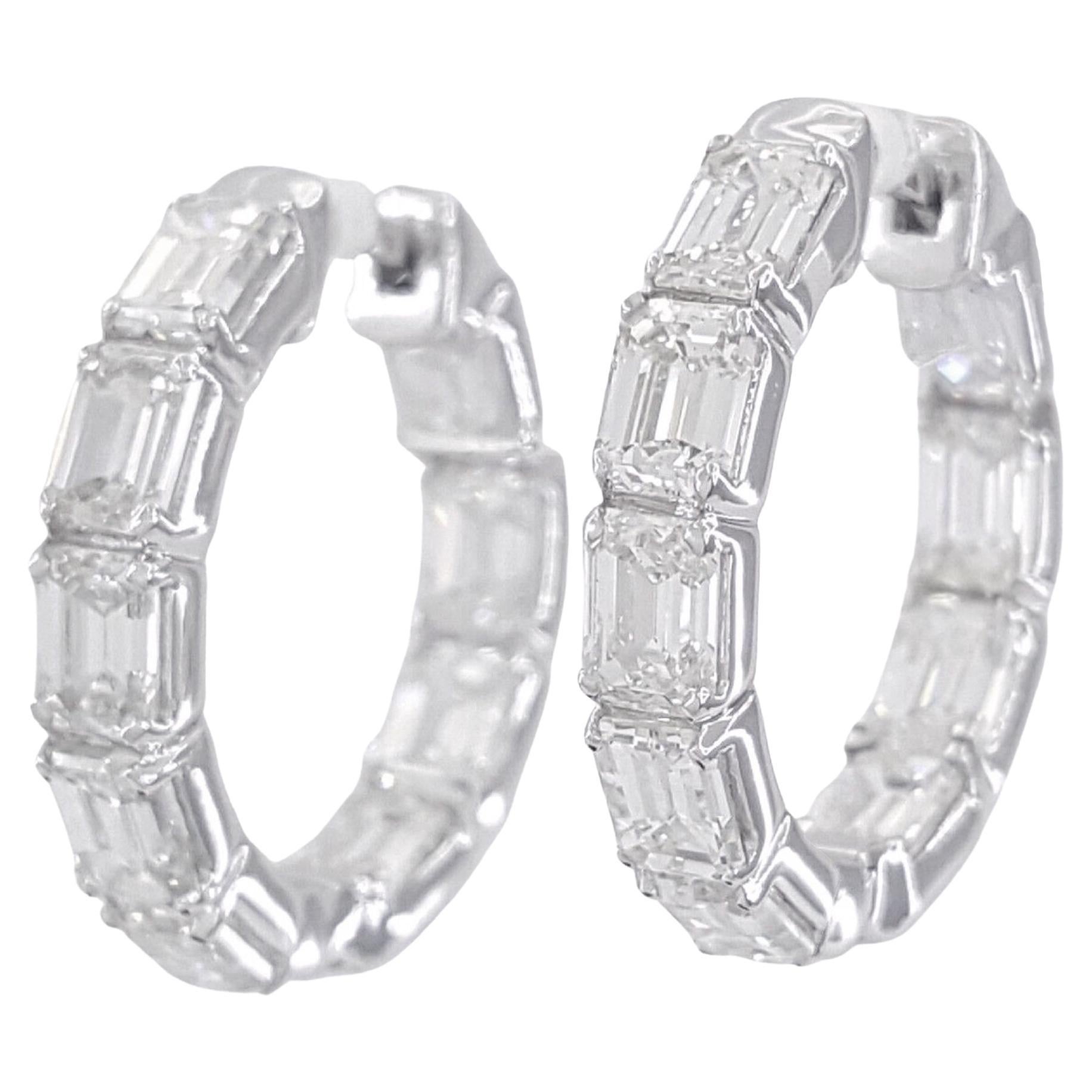 5 Carat Emerald Cut Diamond Earrings Set in White Gold For Sale