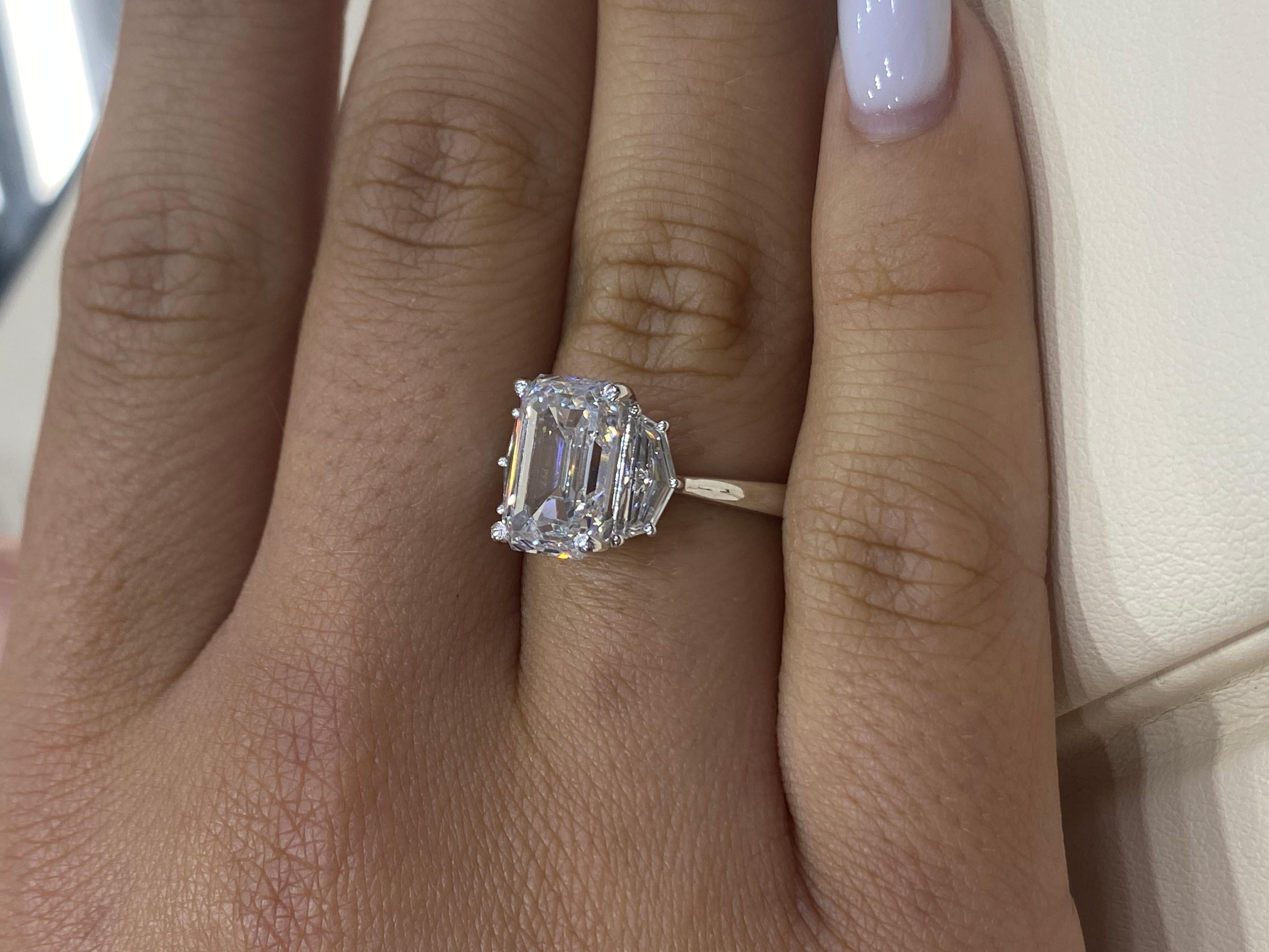 5 Carat Emerald Cut Diamond Engagement Ring GIA Certified F VS1 For Sale 5