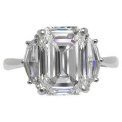 5 Carat Emerald Cut Diamond Engagement Ring GIA Certified F VS1