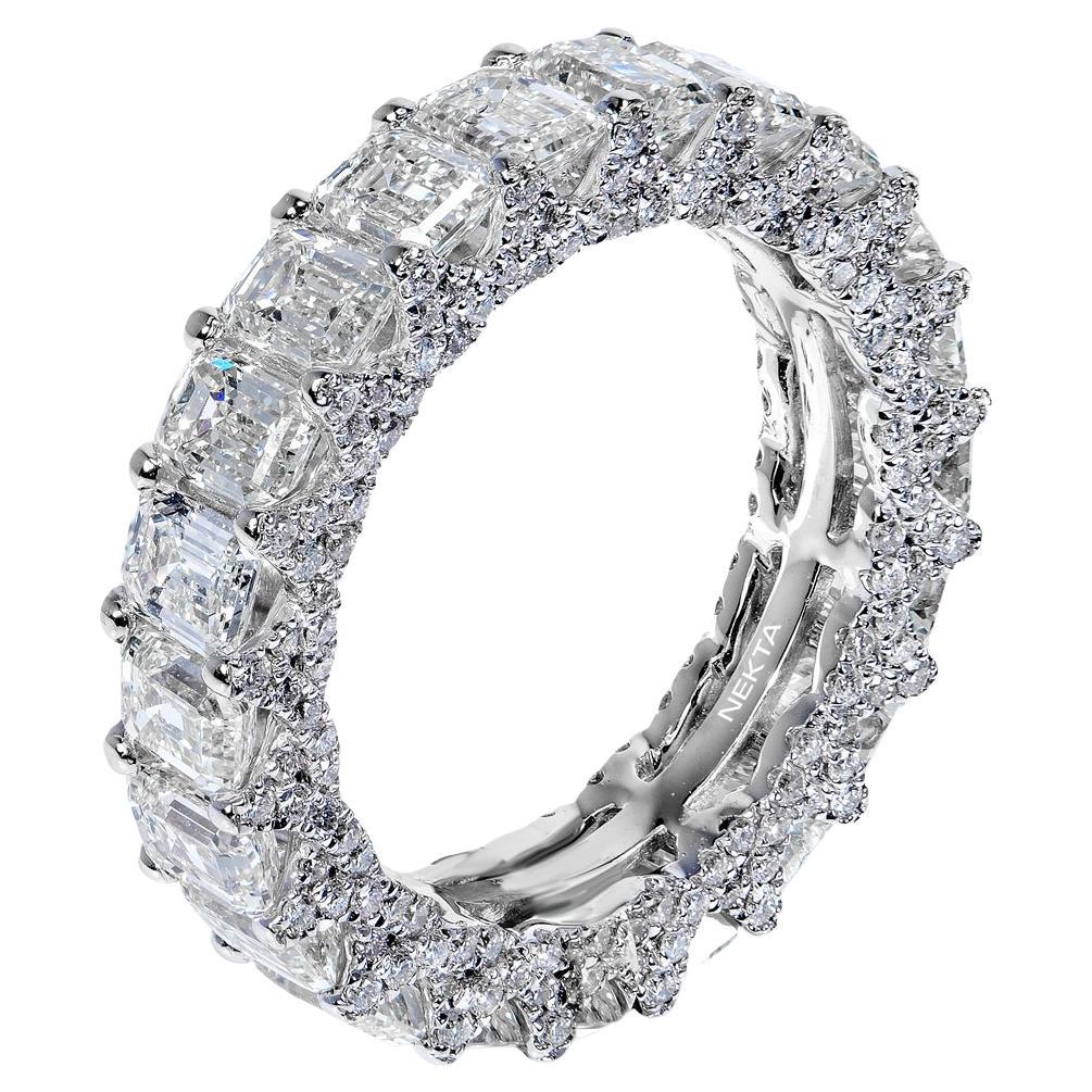 5 Karat Smaragdschliff Diamant-Eternity-Ring zertifiziert