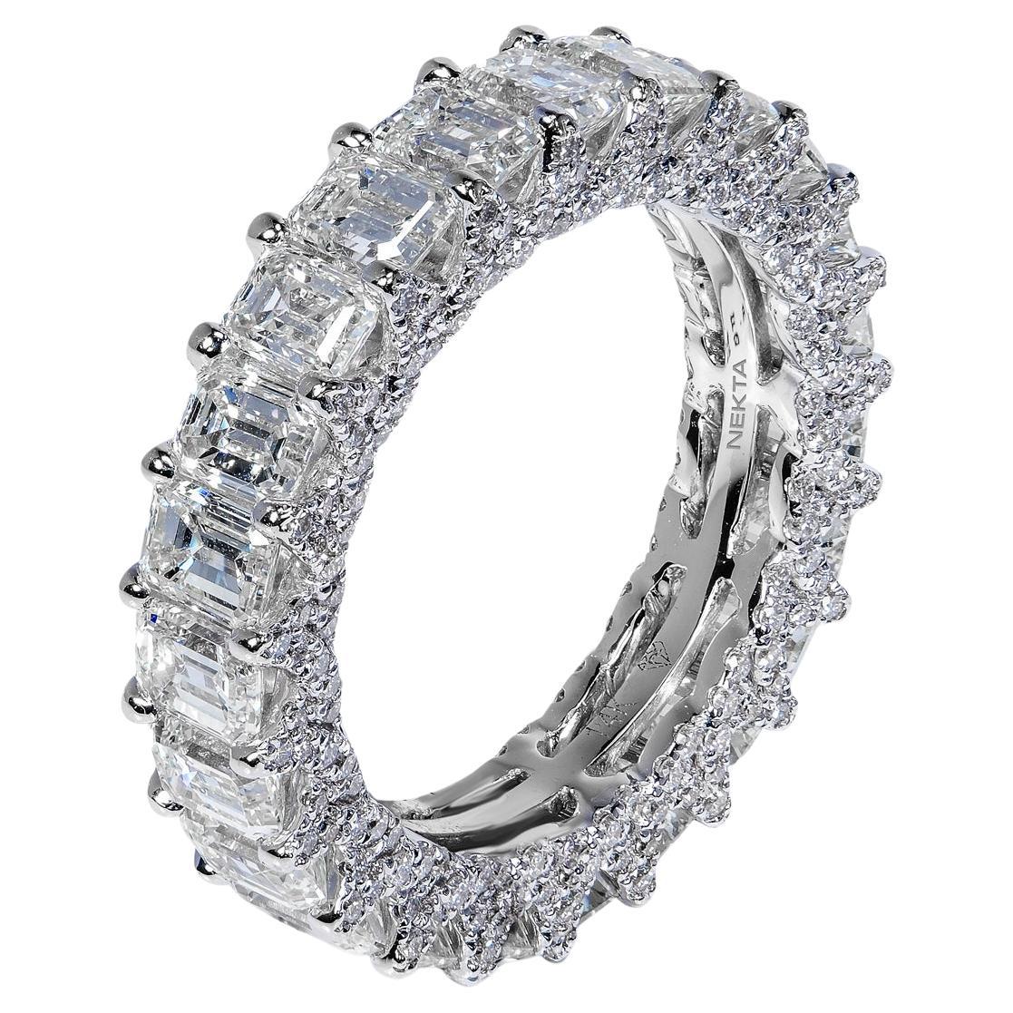 Bracelet d'éternité en diamants taille émeraude de 5 carats certifié en vente