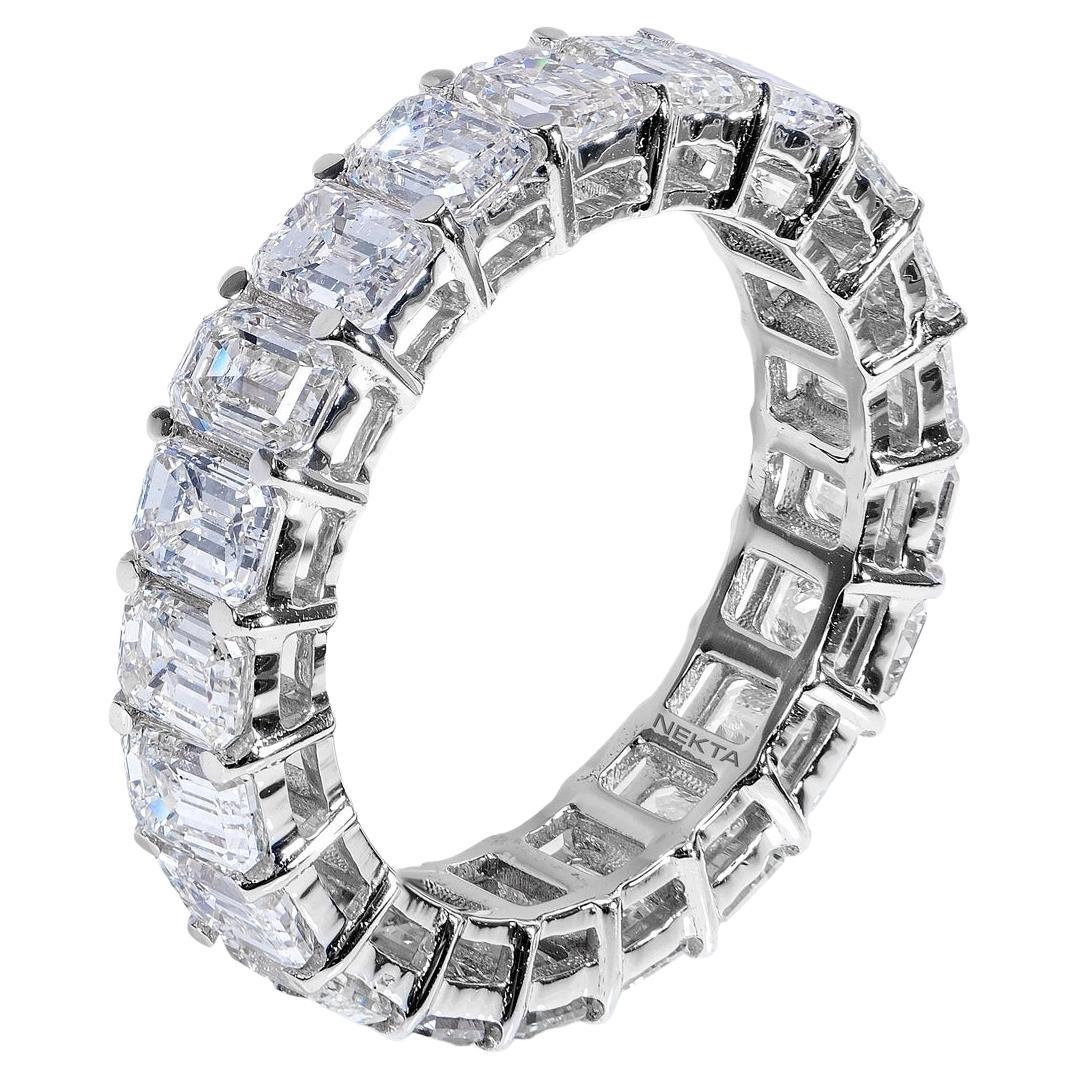 Bracelet d'éternité en diamants taille émeraude de 5 carats certifié en vente