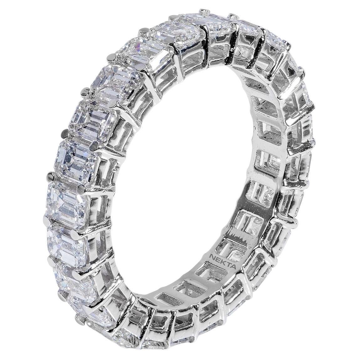 Bracelet d'éternité en diamants taille émeraude de 5 carats certifié