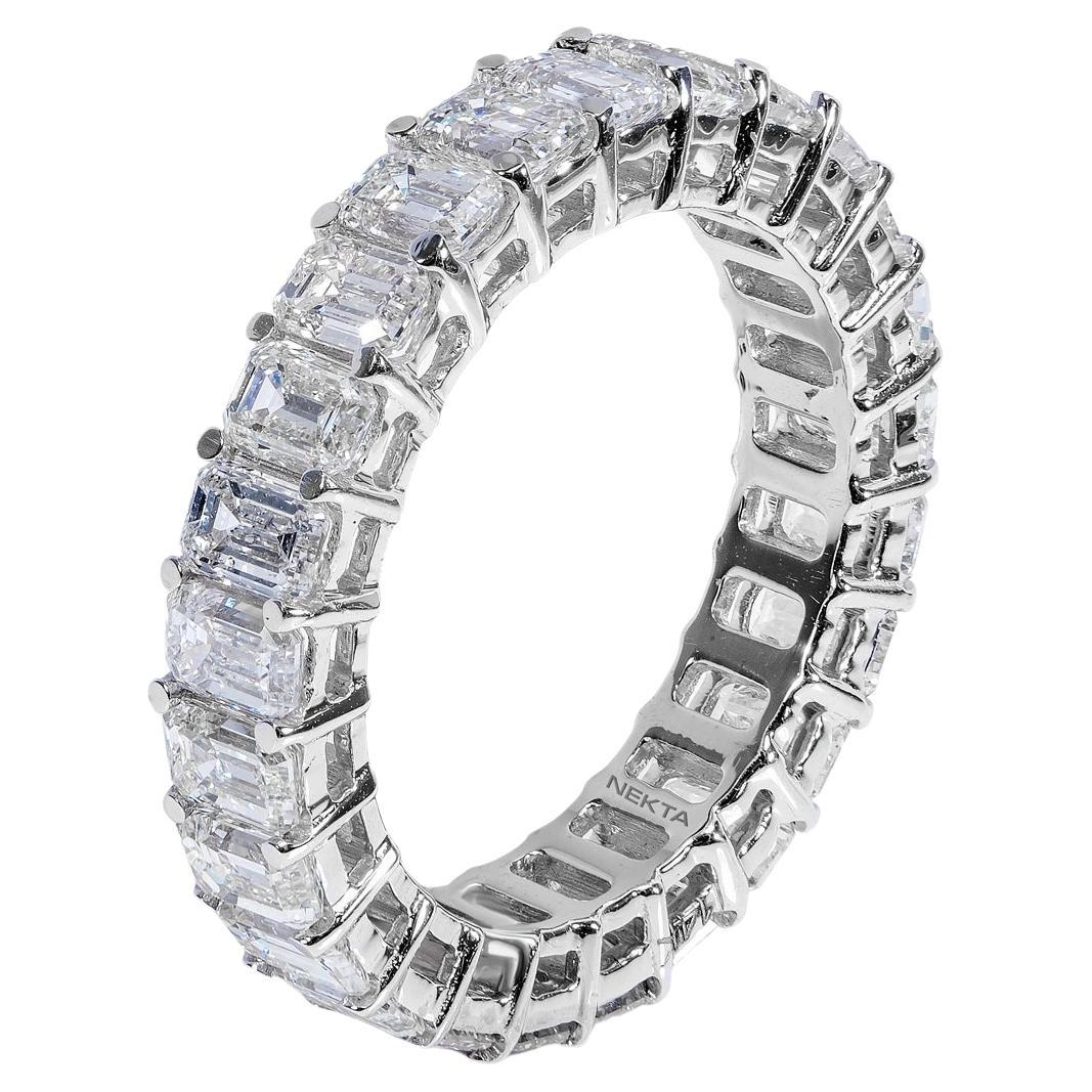 Bracelet d'éternité en diamants taille émeraude de 5 carats certifié