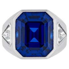 5 Carat Royal blue Sapphire Emerald-cut Statement  Radiant Elegance Heirloom