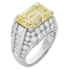 5 Carat Emerald-cut Statement Fancy Yellow -Collector’s Treasure Diamond Ring