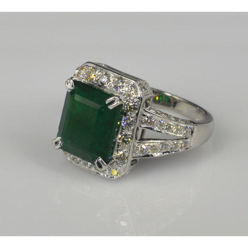 For Sale:  5 Carat Emerald Diamond Engagement Ring, Emerald Statement Ring 2