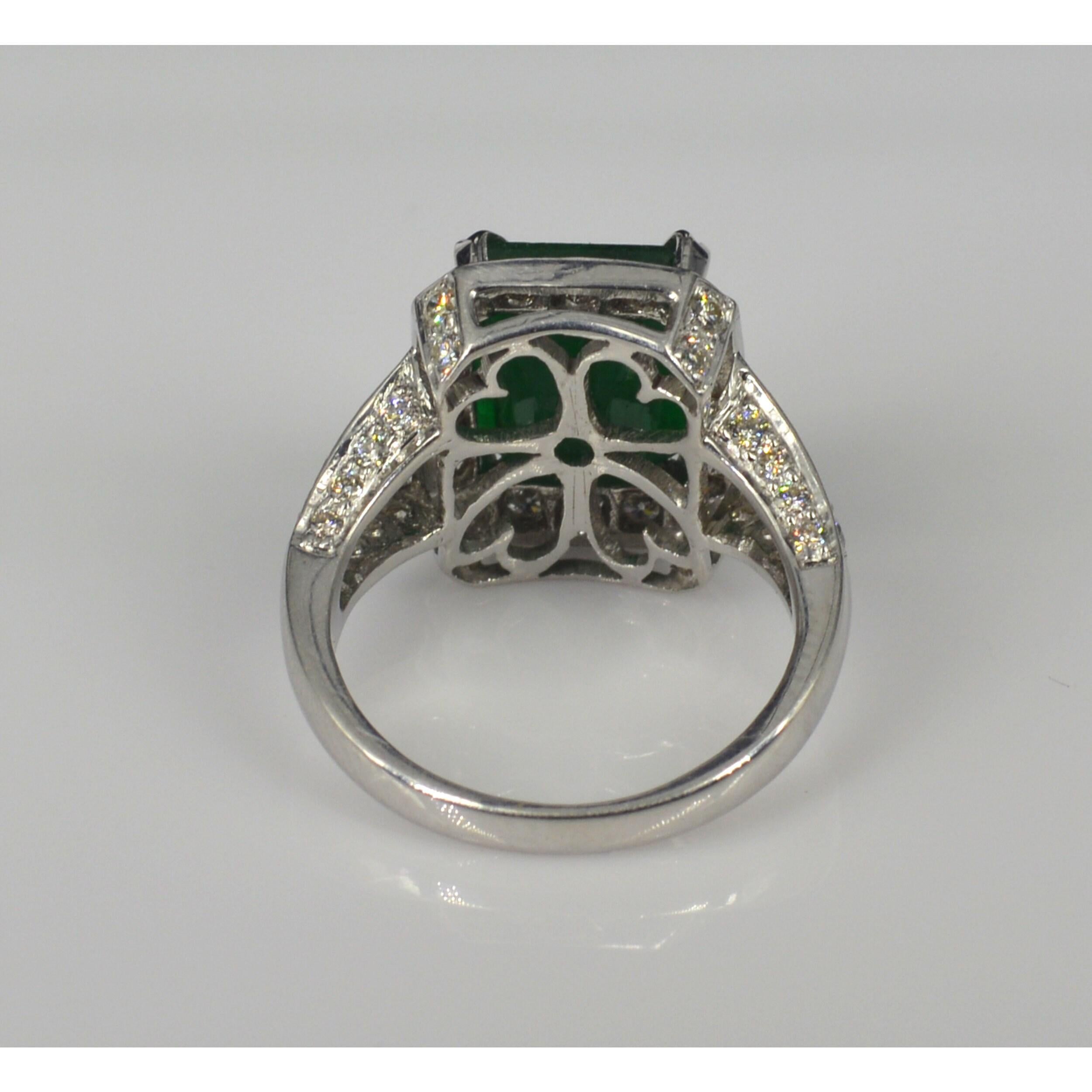 For Sale:  5 Carat Emerald Diamond Engagement Ring, Emerald Statement Ring 3