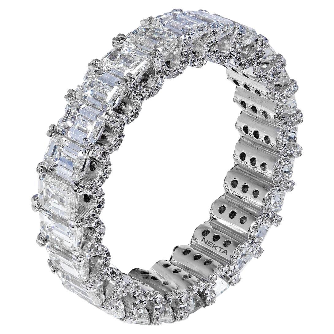 5 Carat Emerald Diamond with Micro Pavé set prongs Eternity Band Certified For Sale