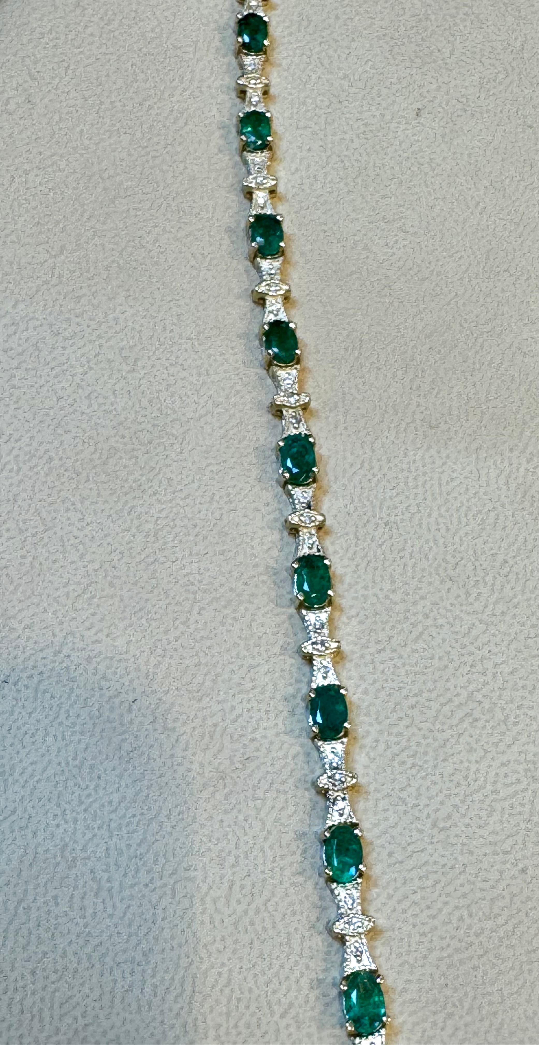 5 Carat Emerald Tennis Bracelet 14 Karat Yellow Gold, 6.5 Inch For Sale 5