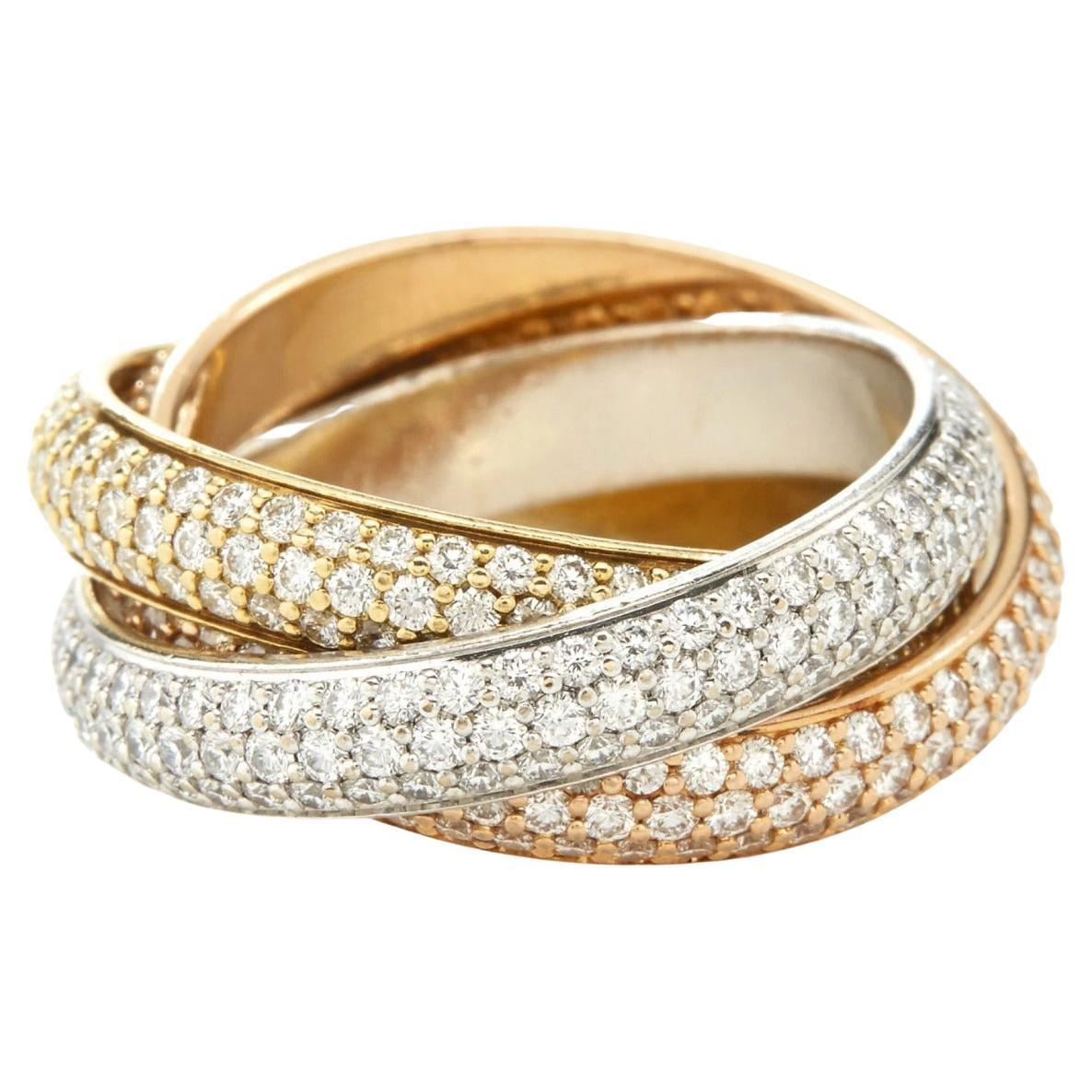 3.5 Karat Eternity Trinity Weiß-, Rosa- und Gelbgold Bandring im Angebot