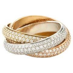Anello a fascia Eternity Trinity in oro bianco, rosa e giallo da 3.5 carati