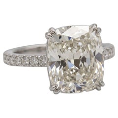 Anello di fidanzamento in oro bianco con diamante da 5 carati, tipo F, internamente impeccabile, taglio a cuscino