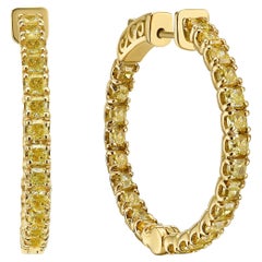 5 Carat Fancy Intense Yellow Diamond Hoops