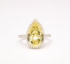 5 carat Fancy Yellow Pear Shape Diamond Ring