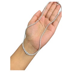 5 Carat Graduated Natural Diamond Riviera Tennis Necklace in 14k Gold