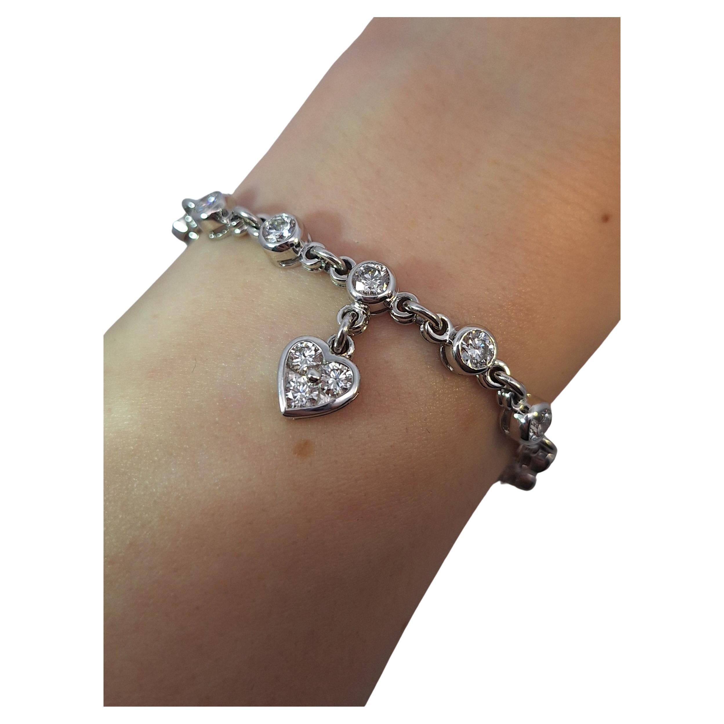 5 Carat Graff Heart Charm Diamond Bracelet For Sale