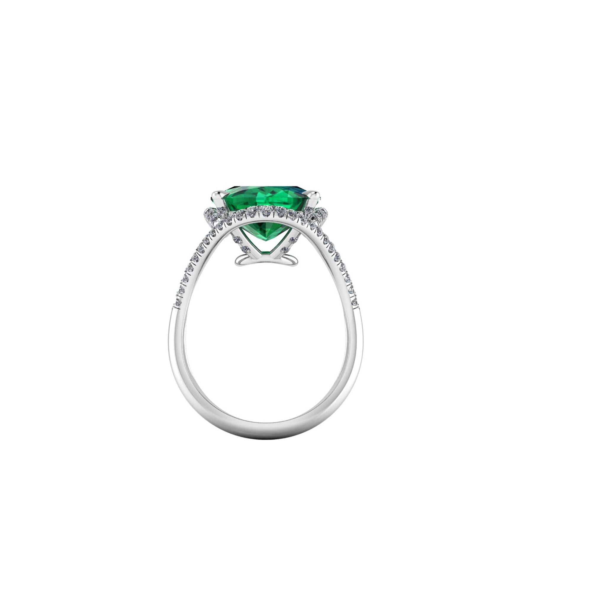 5 Karat grüner Turmalin im Kissenschliff Diamanten Platin 950 Cocktail-Ring im Zustand „Neu“ im Angebot in New York, NY