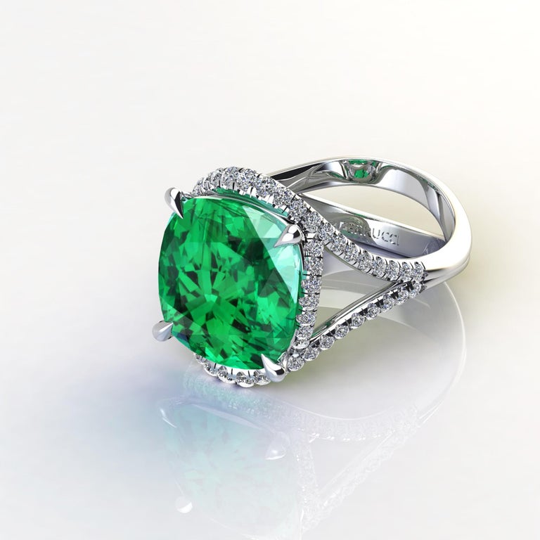 5 Carat Green Tourmaline Cushion Cut Diamonds Platinum 950 Cocktail