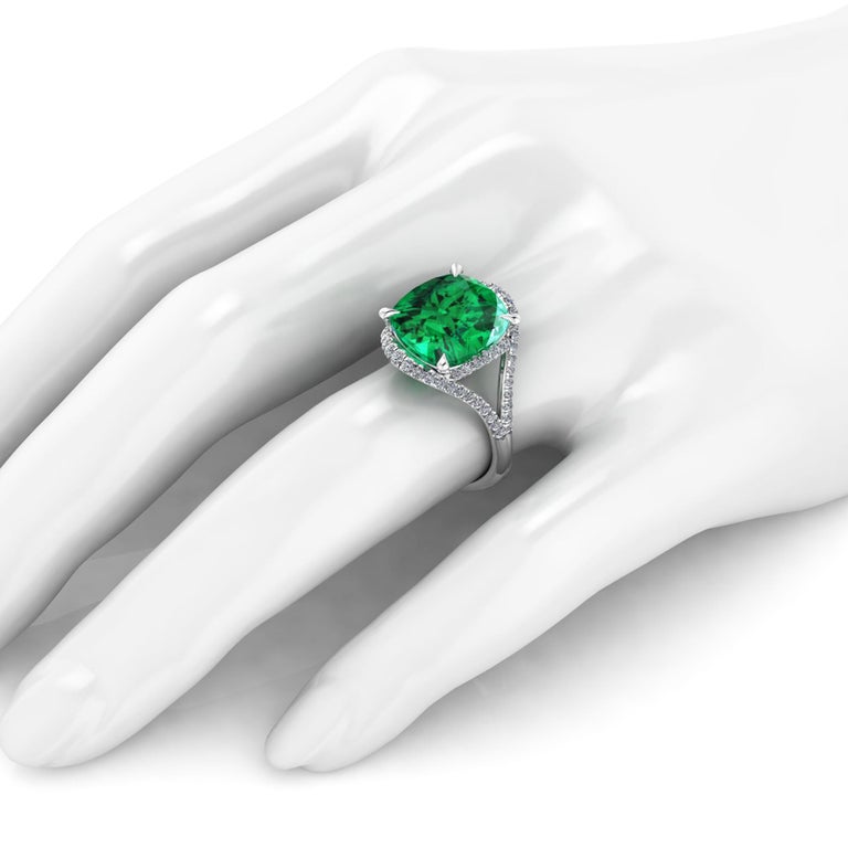 5 Carat Green Tourmaline Cushion Cut Diamonds Platinum 950 Cocktail
