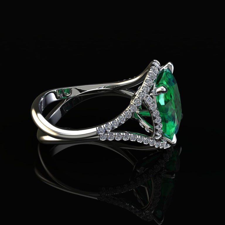 5 Carat Green Tourmaline Cushion Cut Diamonds Platinum 950 Cocktail