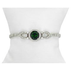 5 Carat Green Tourmaline Diamond Art Deco Platinum Cocktail Bracelet