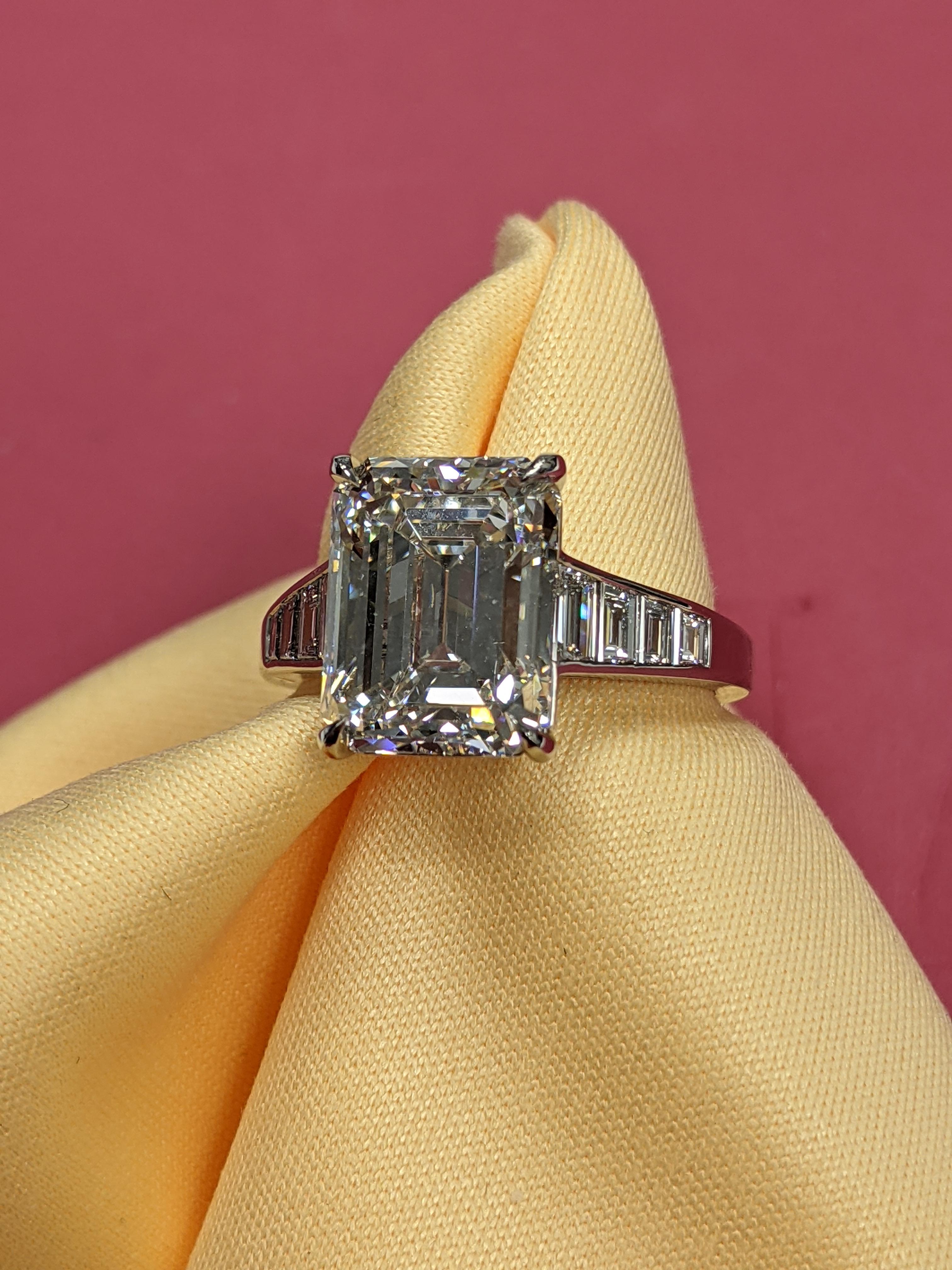 5 Ct. H VVS2 Emerald Cut GIA Certified Diamond Ring in Platinum 1