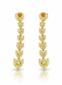 5 Carat Heart Shape Fancy Yellow Drop Diamond Earrings