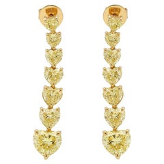 5 Carat Heart Shape Fancy Yellow Drop Diamond Earrings