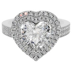 5 Carat Heart Shape Statement Brilliant White / J color SI 14K White Gold