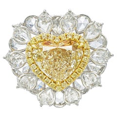 5 Carat Heart Shape Statement Fancy Yellow Rare -Color Splendour  Diamond Ring