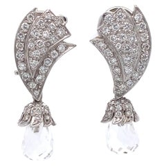 5 Carat Kunzite Briolette and 2 Carat Diamond Drop Earrings in 18 Karat Gold